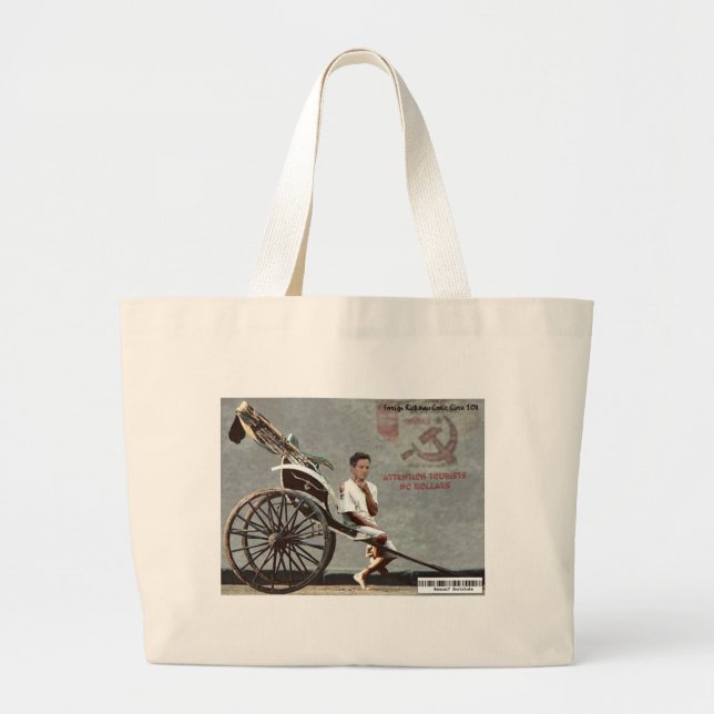 Geithner Driving a Rickshaw Large Tote Bag (Front)