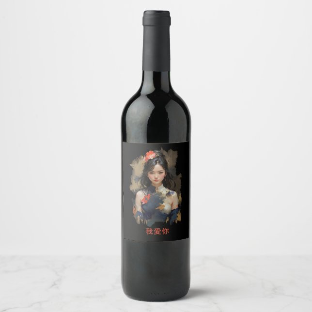 Geji - love 我 愛 你 wine label (Front)