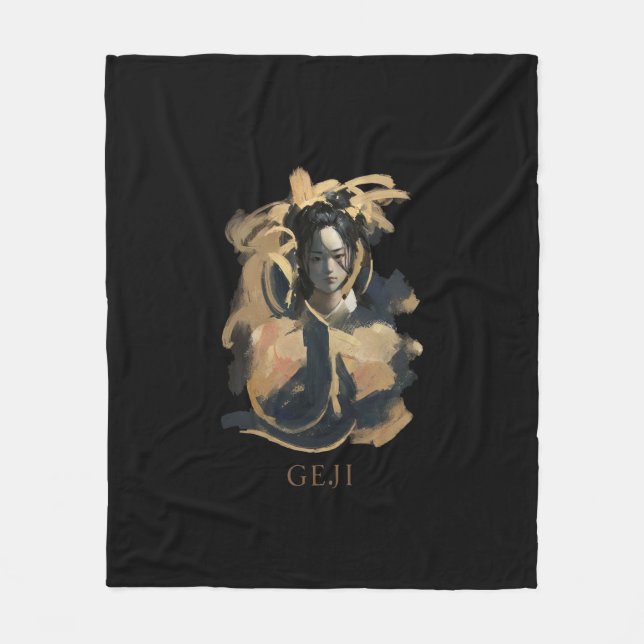 Geji Portrait Fleece Blanket (Front)