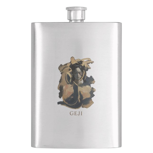 Geji Portrait Hip Flask (Front)