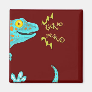"Gekko gecko" Cute Calling Tokay Gecko Magnet