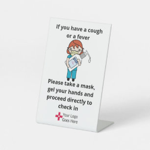 Gel and Mask Infection Control Pedestal Sign