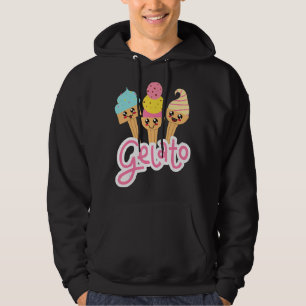 Gelato And Italian Dessert Gelato Happy Face Cones Hoodie