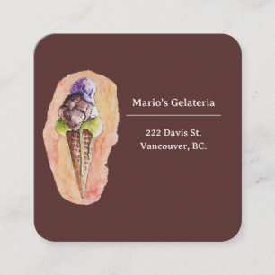 Gelato Gelateria Ice Cream Shop Square Business Card