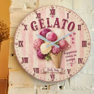 Gelato Italian Ice Cream Kitchen Large Clock