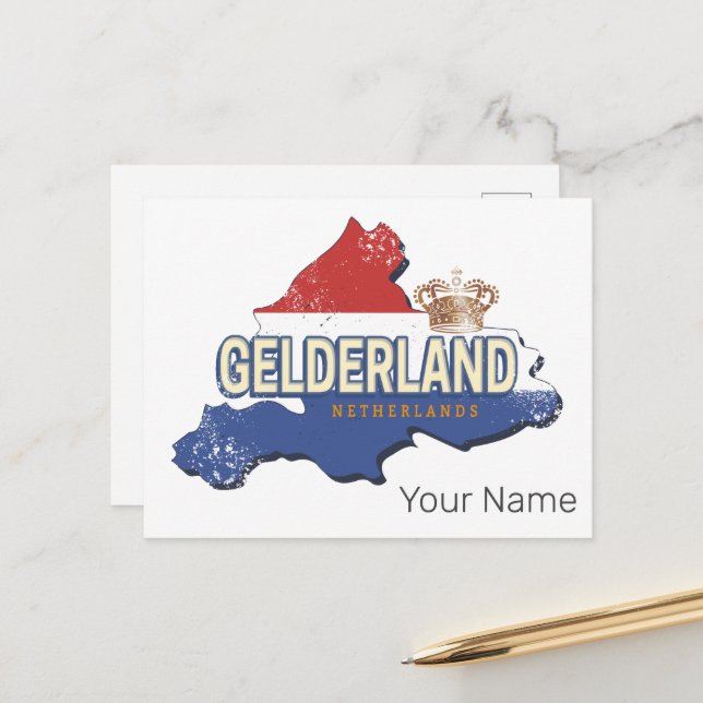 Gelderland Netherlands Vintage Map Dutch Souvenir Holiday Postcard (Front/Back In Situ)
