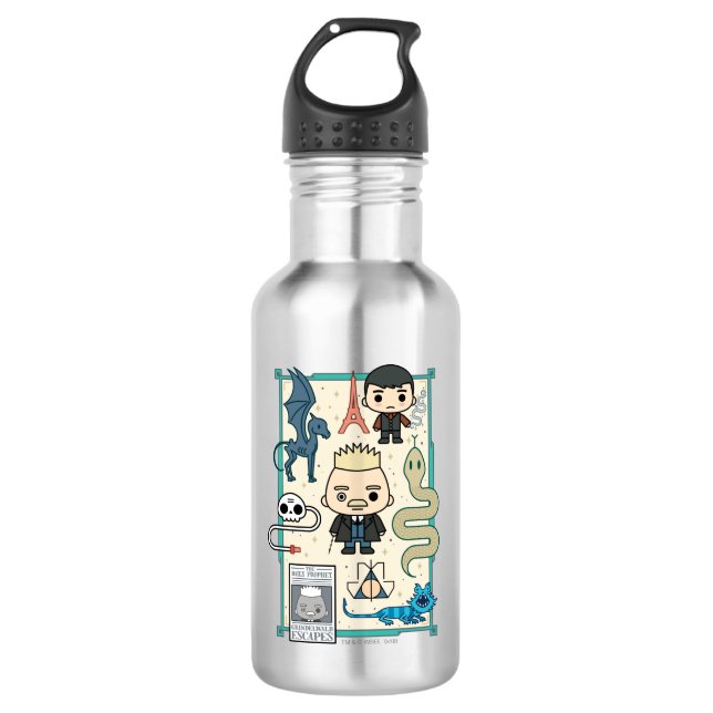 GELLERT GRINDELWALD™ & Barebone Cartoon 532 Ml Water Bottle (Front)