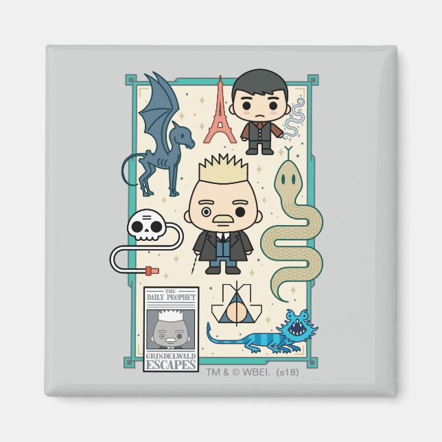 GELLERT GRINDELWALD™ & Barebone Cartoon Magnet (Front)