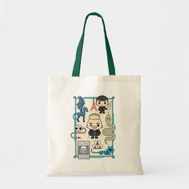 GELLERT GRINDELWALD™ & Barebone Cartoon Tote Bag (Front)