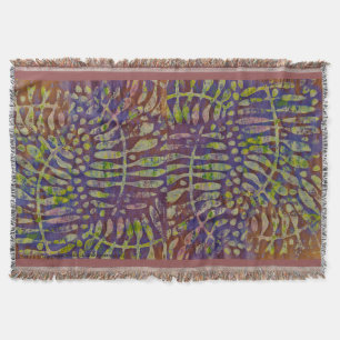 Gelli Print Stencil Abstract Art Throw Blanket