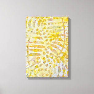Gelli Printed Golden Leaves Canvas Print