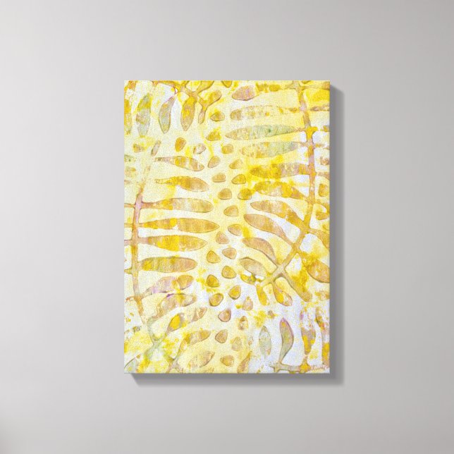 Gelli Printed Golden Leaves Canvas Print (Front)