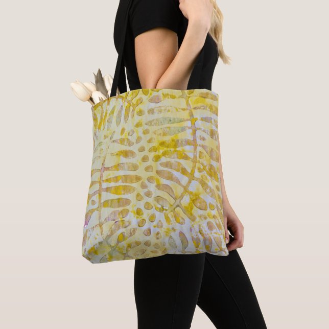 Gelli Printed Golden Leaves Tote Bag (Close Up)