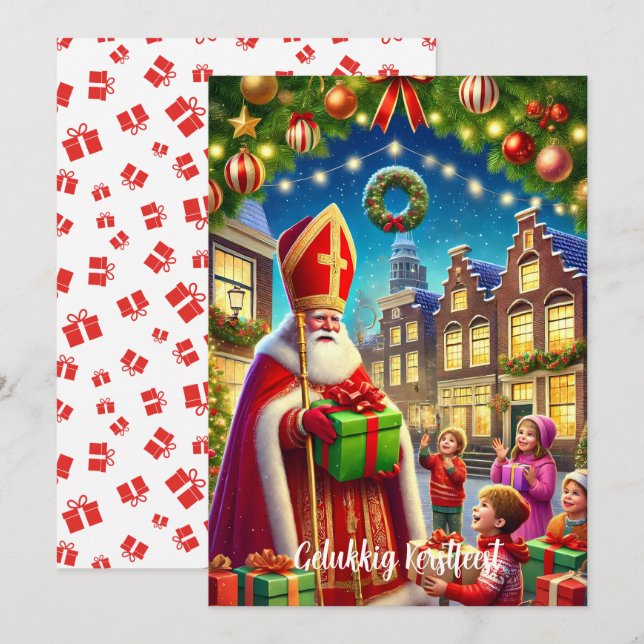 "Gelukkig Kerstfeest" Vintage Dutch Christmas Holiday Card (Front/Back)