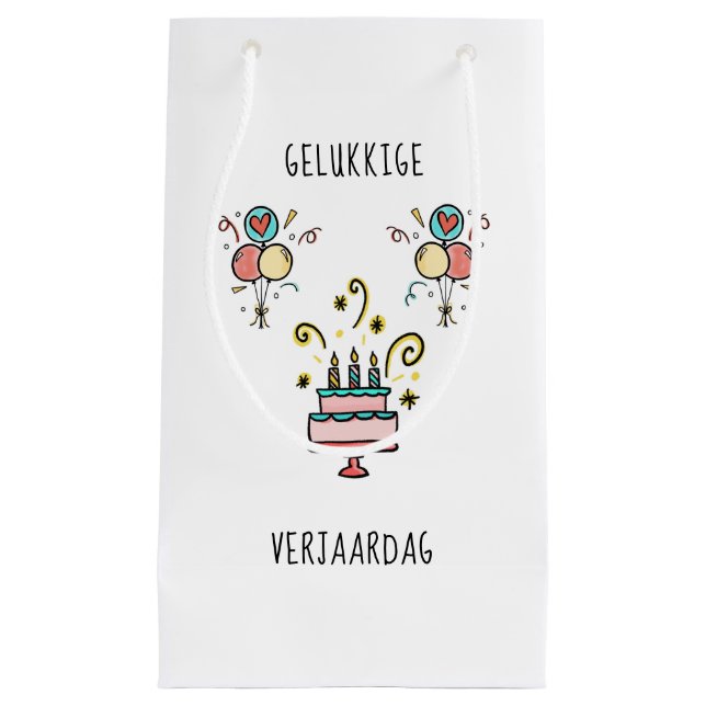 Gelukkige Verjaardag | Happy Birthday Small Gift Bag (Front)