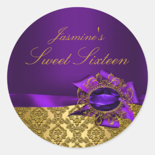 Gem & Bow Purple Sweet 16 Sticker