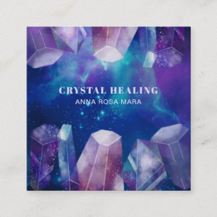 * Gem Cosmos Gemstones Watercolor Universe Crystal Square Business Card