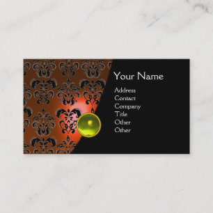 GEM DAMASK MONOGRAM orange topaz yellow Business Card