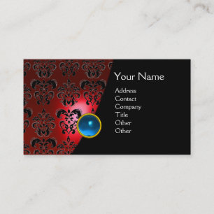 GEM DAMASK MONOGRAM red topaz jade Business Card