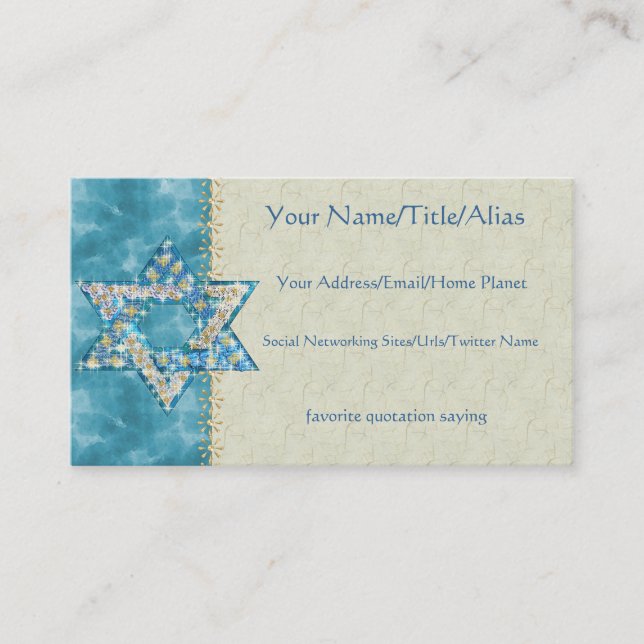 Gem decorated Star of David Business Card (Front)