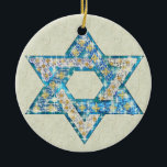 Gem decorated Star of David Ceramic Tree Decoration<br><div class="desc">Art drawn to resemble gems and sparklies fill in the shape of the Star of David to make this a very special gift for yourself or friends and family this Hanukkah.</div>