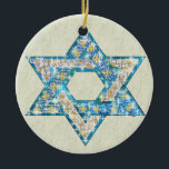 Gem decorated Star of David Ceramic Tree Decoration<br><div class="desc">Art drawn to resemble gems and sparklies fill in the shape of the Star of David to make this a very special gift for yourself or friends and family this Hanukkah.</div>