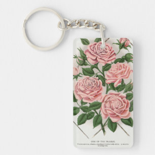 Gem of the Prairie Pink Rose Botanical Garden Key Ring