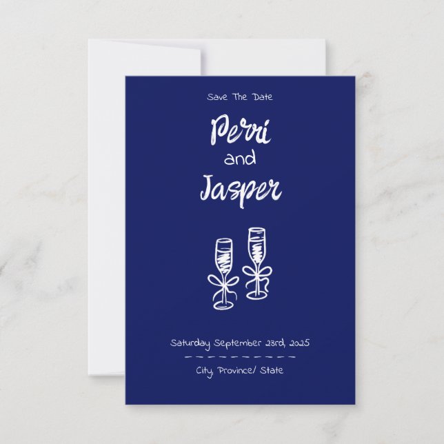 Gem & Pen Save the Date Royal Blue (Front)