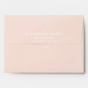 Gem Stone Pastel Blush Pink Wedding Envelope