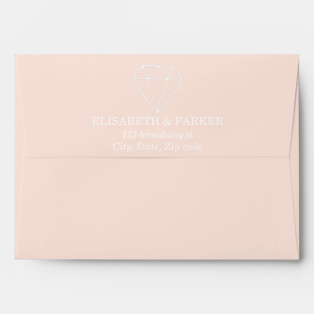 Gem Stone Pastel Blush Pink Wedding Envelope (Back (Top Flap))