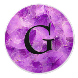 Gem Stone Pattern, Amethyst & Black Onyx Ceramic Knob