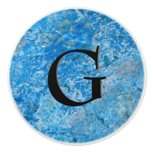 Gem Stone Pattern, Blue Granite & Black Onyx Ceramic Knob