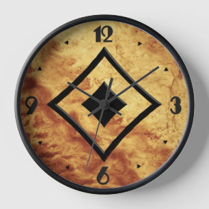 Gem Stone Pattern, Gold Tiger Eye & Black Onyx Clock