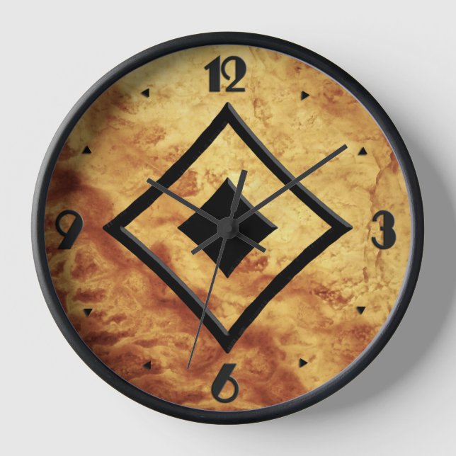 Gem Stone Pattern, Gold Tiger Eye & Black Onyx Clock (Front)