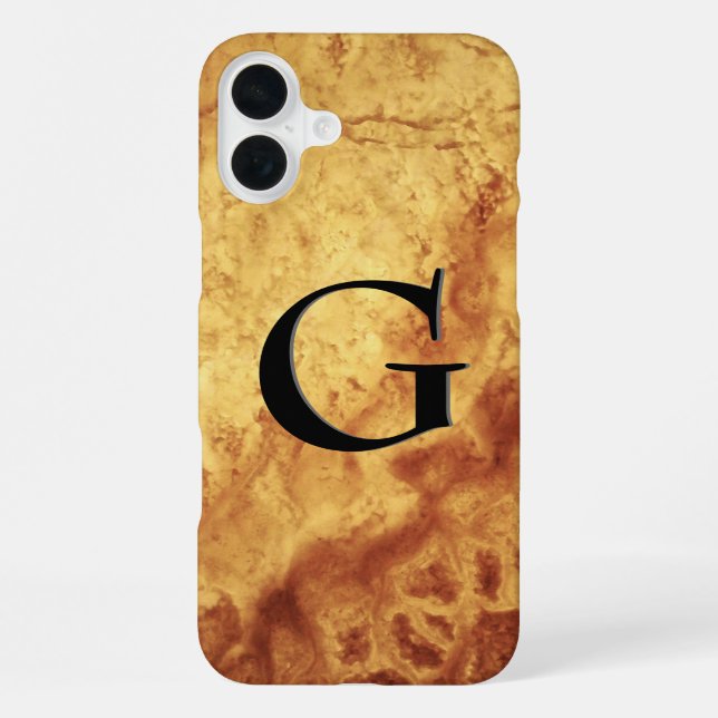 Gem Stone Pattern, Gold Tiger Eye & Black Onyx iPhone Case (Back)