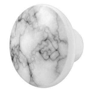 Gem Stone Pattern, Grey / Grey and White Marble Ceramic Knob
