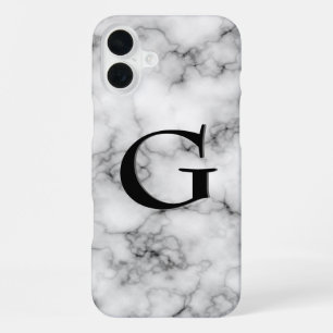Gem Stone Pattern, Grey / Grey Marble & Black Onyx iPhone 16 Plus Case