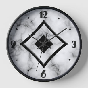 Gem Stone Pattern, Grey / Grey Marble & Black Onyx Wall Clock