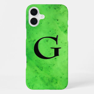 Gem Stone Pattern, Lime Green Jade & Black Onyx iPhone 16 Plus Case