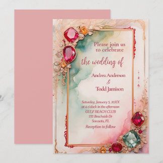 Gem stone wedding invitation