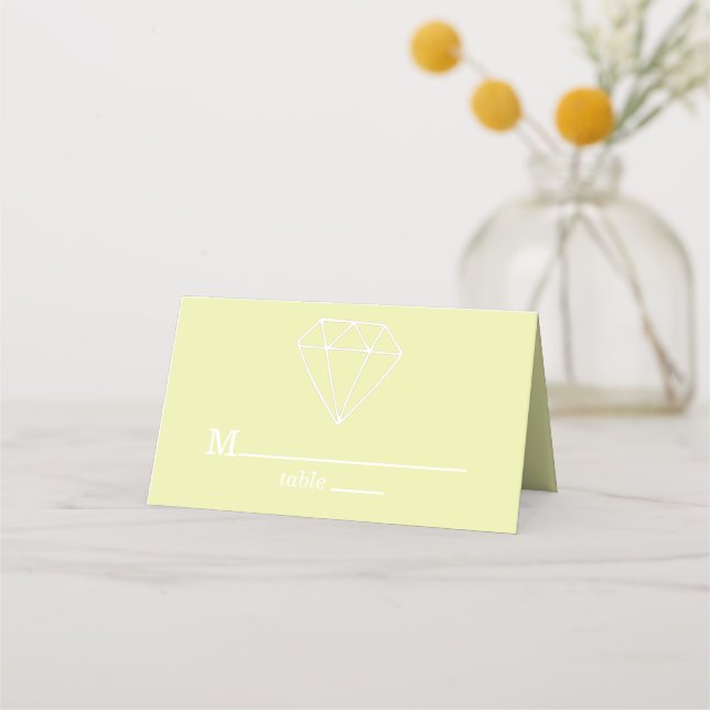 Gem Stones Custom Pastel Green Wedding Place Card (Front)