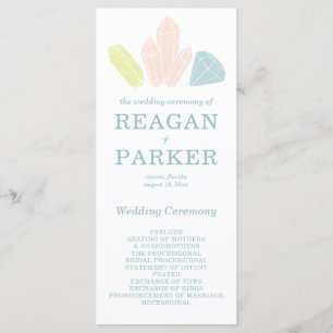 Gem Stones Modern Pastel Pink Wedding Programme
