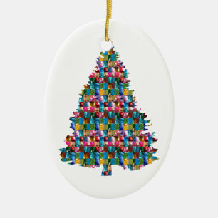 GEM studded XMAS Tree : Merry Christmas Ceramic Tree Decoration