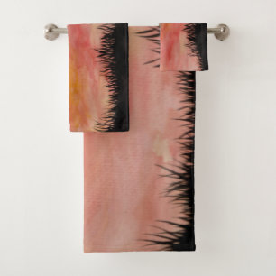 Gemalter Sonnenuntergang Aquarell/Tusche - Badhan Bath Towel Set