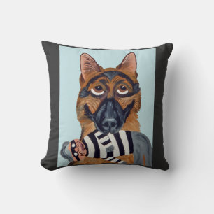 Geman Shepherd with Burglar Toy Cushion