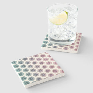 Gemetric floral Pattern Design - Pastell Pop Art Stone Coaster
