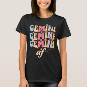 Gemini AF Groovy Colourful Bubble Letter Zodiac T-Shirt