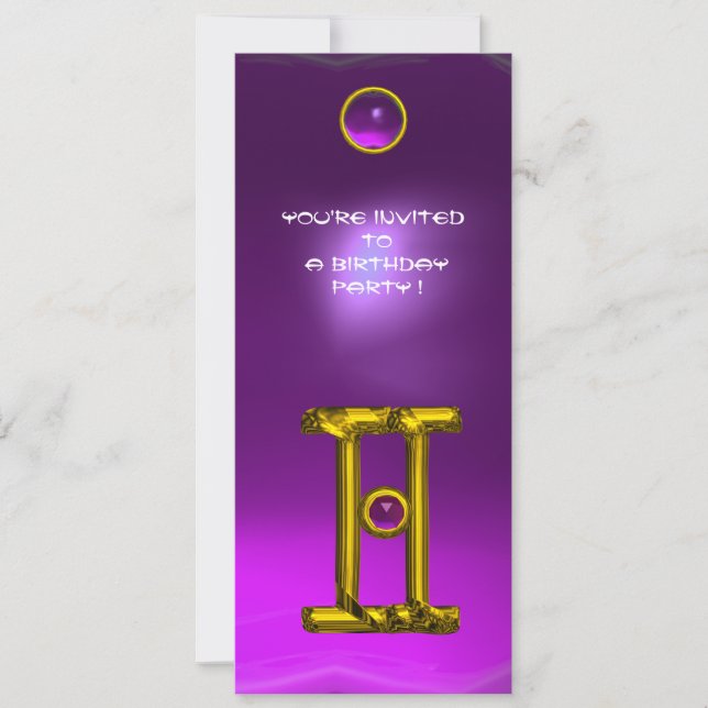 GEMINI ALEXANDRITE,amethyst bright yellow Invitation (Front)