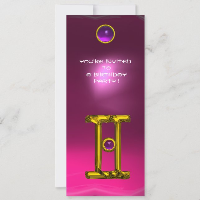 GEMINI ALEXANDRITE,amethyst bright yellow pink red Invitation (Front)