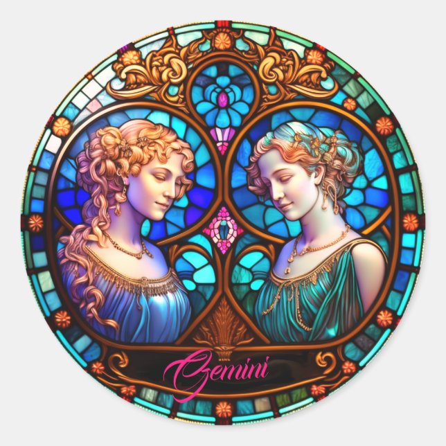 Gemini and Pearl Harmony Classic Round Sticker (Front)